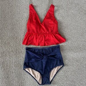 Kortni Jeane Navy and Red Swimwear